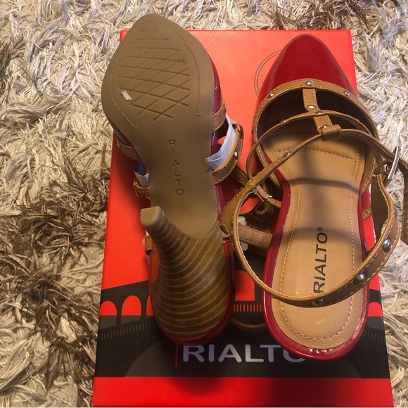 RIALTO - MARIELLA / RedMulti/ patent red &gold cage Strap Heel - Picture 6 of 10